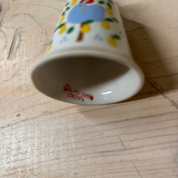 Lillian Vernon LVC Vintage 1988 Porcelain Christmas Bell Ornament Partridge Pear - Picture 2 of 7